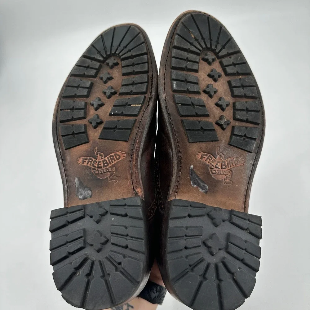 Freebird Steven George Mens 10 Dark Brown Wingtip‎ Brogue Cap Toe Oxford Shoes